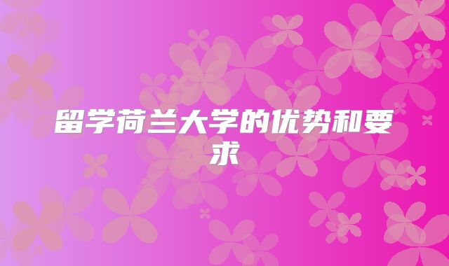 留学荷兰大学的优势和要求