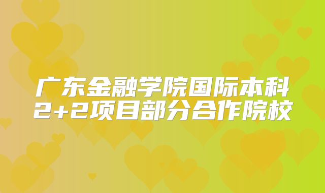 广东金融学院国际本科2+2项目部分合作院校