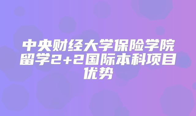 中央财经大学保险学院留学2+2国际本科项目优势