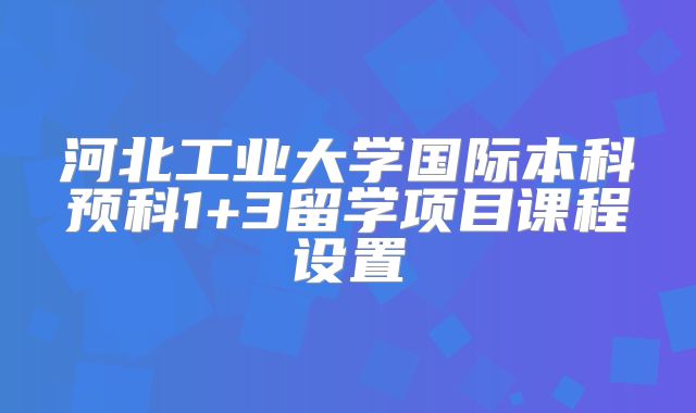河北工业大学国际本科预科1+3留学项目课程设置