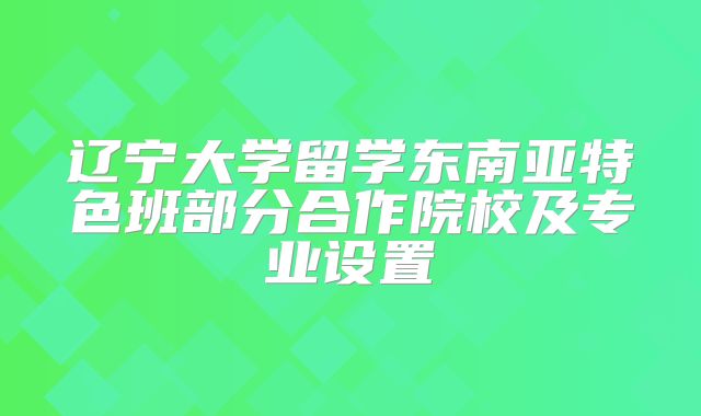 辽宁大学留学东南亚特色班部分合作院校及专业设置