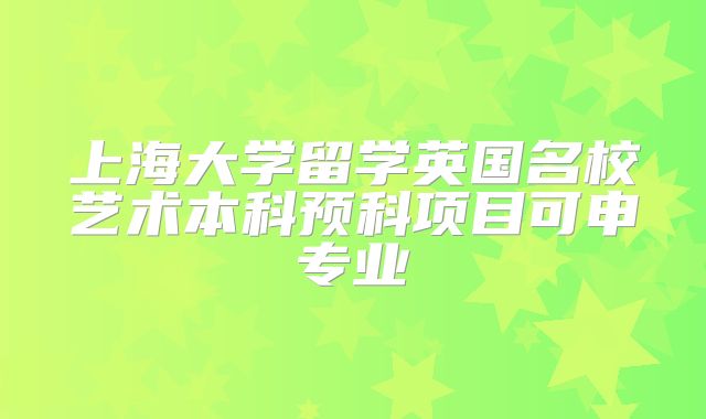上海大学留学英国名校艺术本科预科项目可申专业