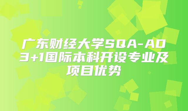 广东财经大学SQA-AD3+1国际本科开设专业及项目优势