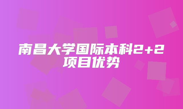 南昌大学国际本科2+2项目优势
