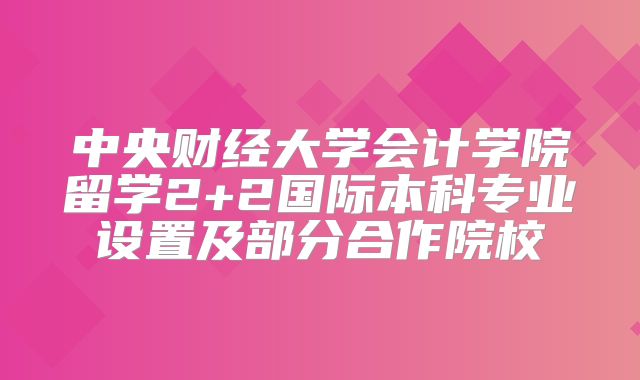 中央财经大学会计学院留学2+2国际本科专业设置及部分合作院校