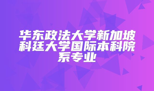 华东政法大学新加坡科廷大学国际本科院系专业