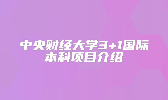 中央财经大学3+1国际本科项目介绍