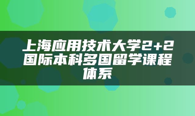 上海应用技术大学2+2国际本科多国留学课程体系
