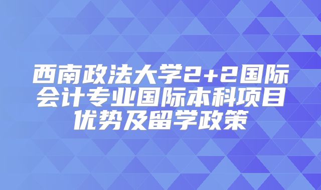 西南政法大学2+2国际会计专业国际本科项目优势及留学政策