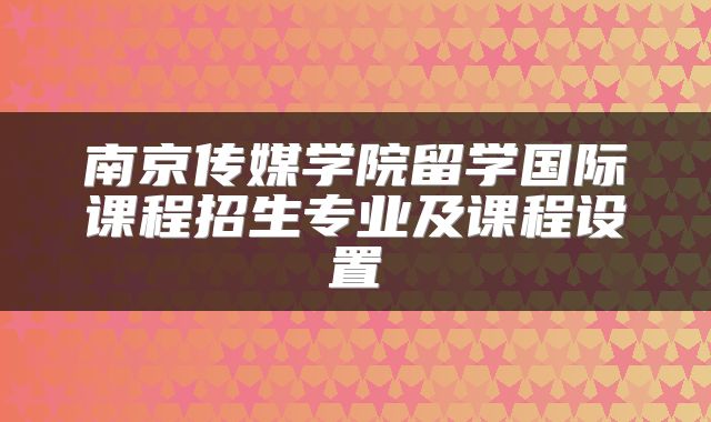 南京传媒学院留学国际课程招生专业及课程设置
