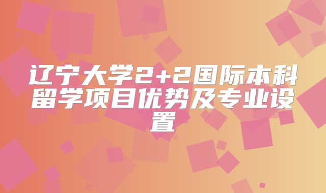 辽宁大学2+2国际本科留学项目优势及专业设置