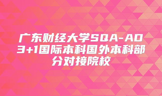 广东财经大学SQA-AD3+1国际本科国外本科部分对接院校