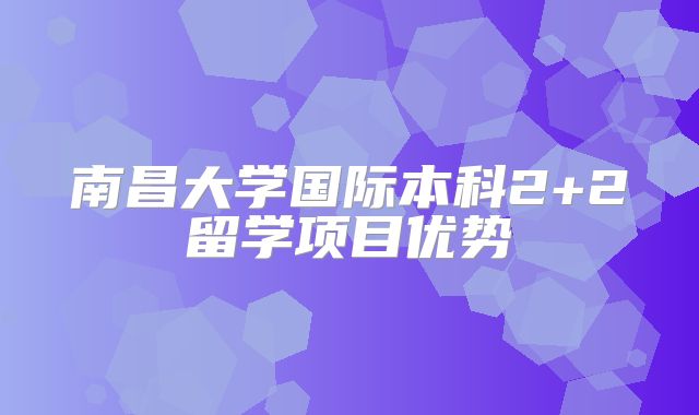 南昌大学国际本科2+2留学项目优势