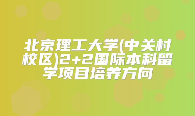 北京理工大学(中关村校区)2+2国际本科留学项目培养方向