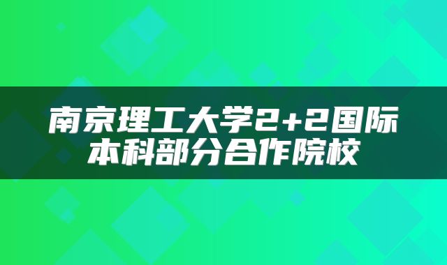 南京理工大学2+2国际本科部分合作院校