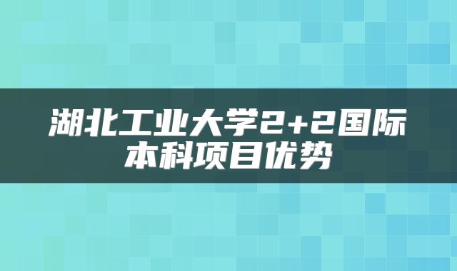 湖北工业大学2+2国际本科项目优势
