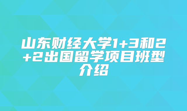 山东财经大学1+3和2+2出国留学项目班型介绍