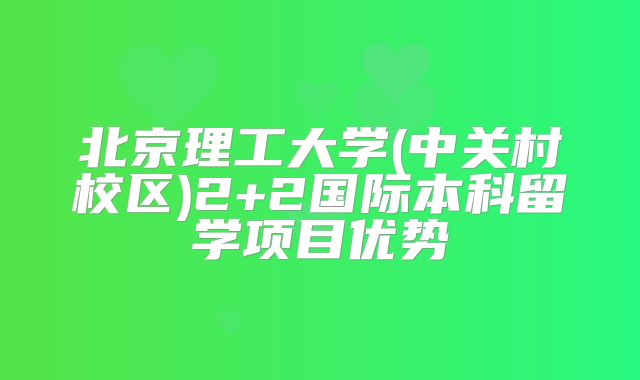 北京理工大学(中关村校区)2+2国际本科留学项目优势