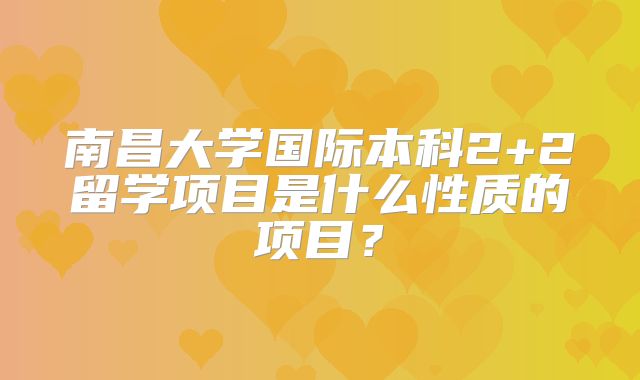 南昌大学国际本科2+2留学项目是什么性质的项目？