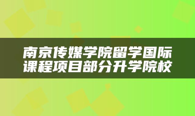 南京传媒学院留学国际课程项目部分升学院校