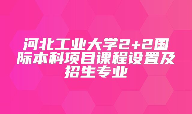 河北工业大学2+2国际本科项目课程设置及招生专业