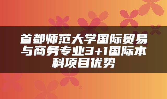 首都师范大学国际贸易与商务专业3+1国际本科项目优势