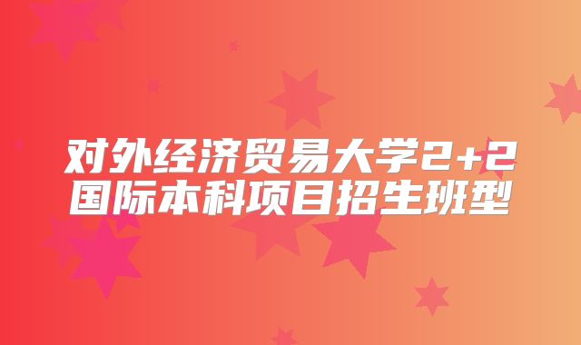 对外经济贸易大学2+2国际本科项目招生班型