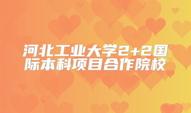 河北工业大学2+2国际本科项目合作院校