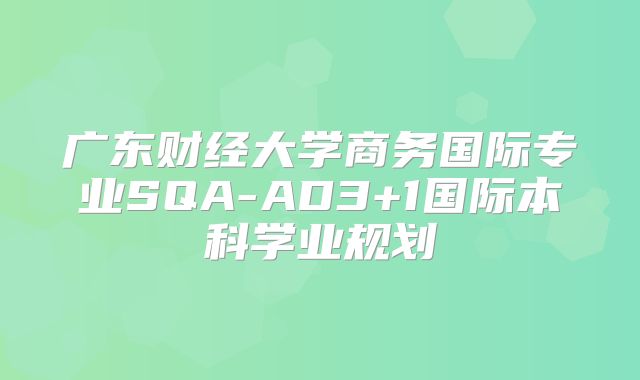 广东财经大学商务国际专业SQA-AD3+1国际本科学业规划
