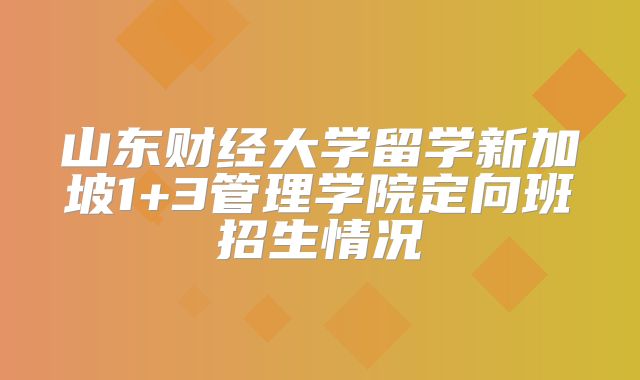山东财经大学留学新加坡1+3管理学院定向班招生情况