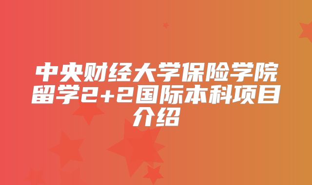 中央财经大学保险学院留学2+2国际本科项目介绍