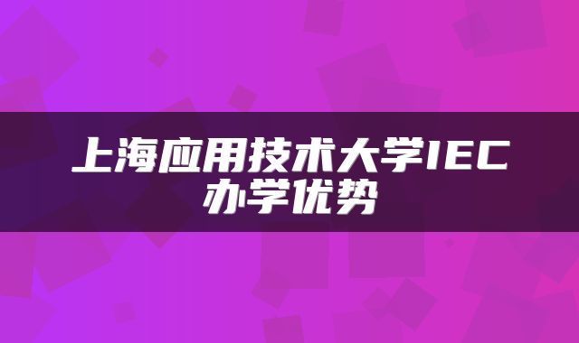 上海应用技术大学IEC办学优势