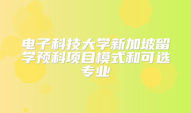 电子科技大学新加坡留学预科项目模式和可选专业