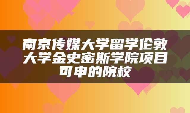 南京传媒大学留学伦敦大学金史密斯学院项目可申的院校