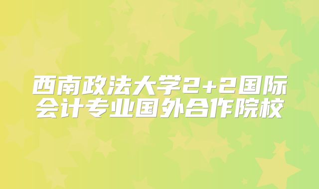 西南政法大学2+2国际会计专业国外合作院校