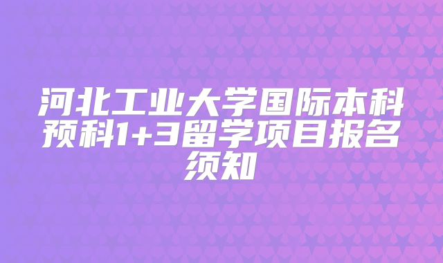 河北工业大学国际本科预科1+3留学项目报名须知