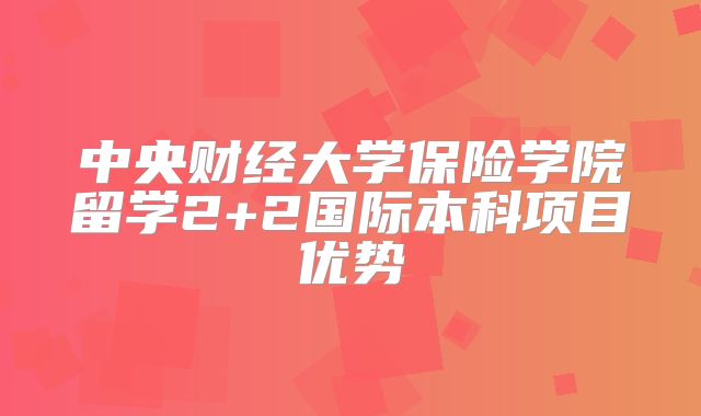中央财经大学保险学院留学2+2国际本科项目优势