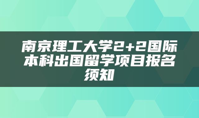 南京理工大学2+2国际本科出国留学项目报名须知