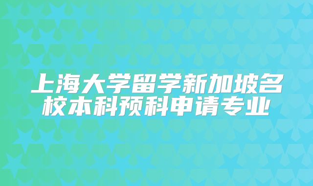 上海大学留学新加坡名校本科预科申请专业
