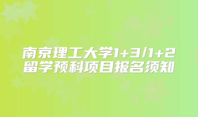 南京理工大学1+3/1+2留学预科项目报名须知