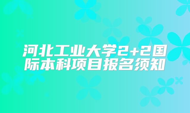河北工业大学2+2国际本科项目报名须知