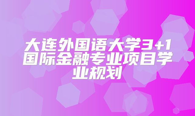 大连外国语大学3+1国际金融专业项目学业规划