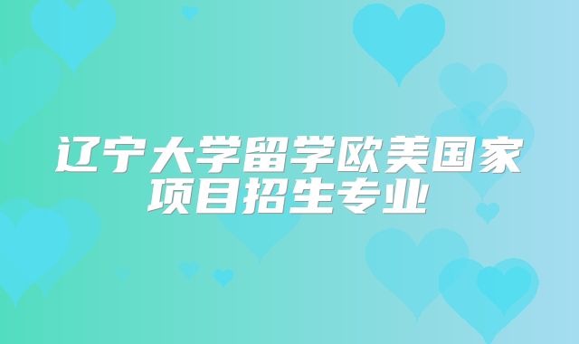 辽宁大学留学欧美国家项目招生专业