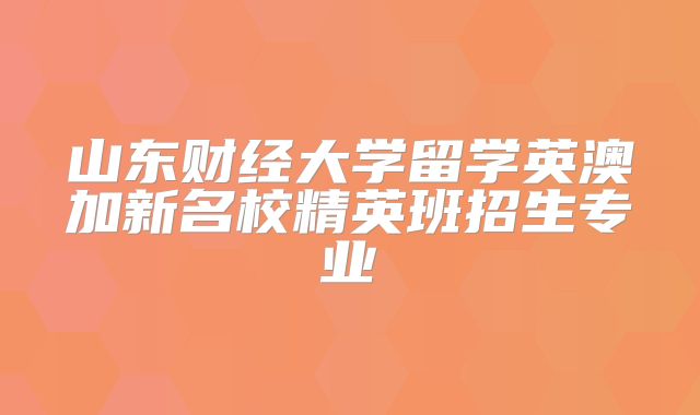 山东财经大学留学英澳加新名校精英班招生专业