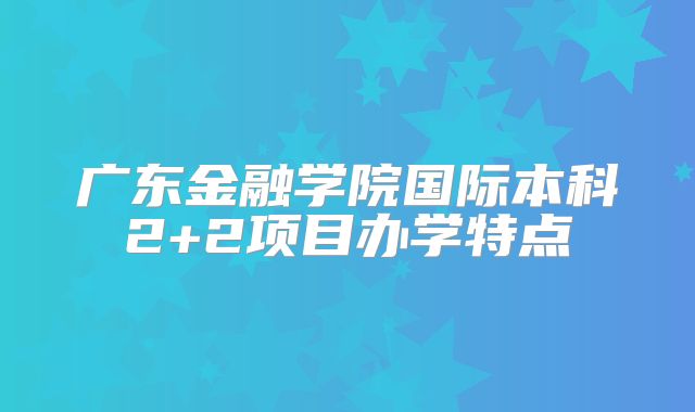 广东金融学院国际本科2+2项目办学特点