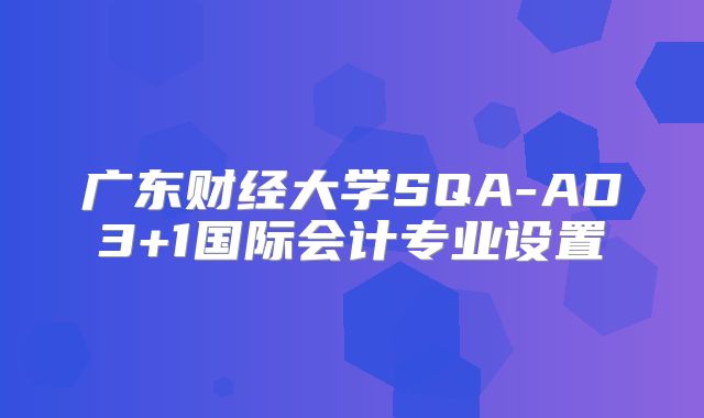广东财经大学SQA-AD3+1国际会计专业设置