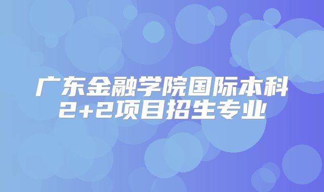 广东金融学院国际本科2+2项目招生专业