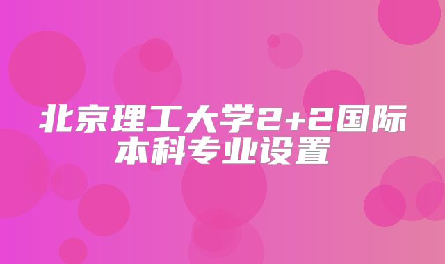 北京理工大学2+2国际本科专业设置